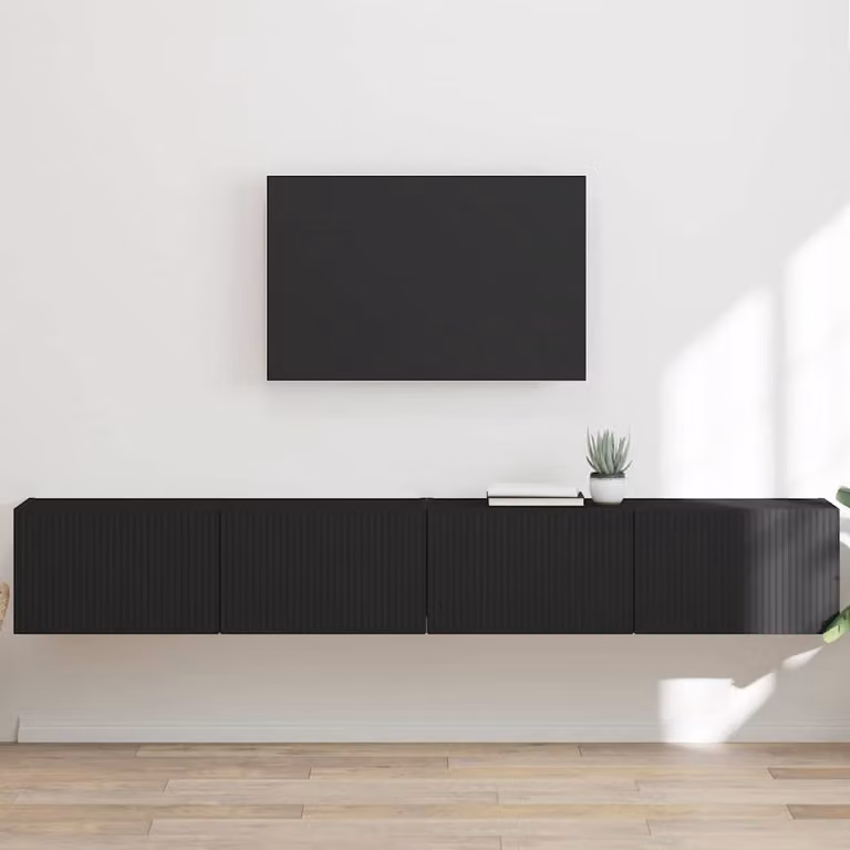 Set di 2 supporti per TV da parete vidaXL moderni in legno MDF nero opaco