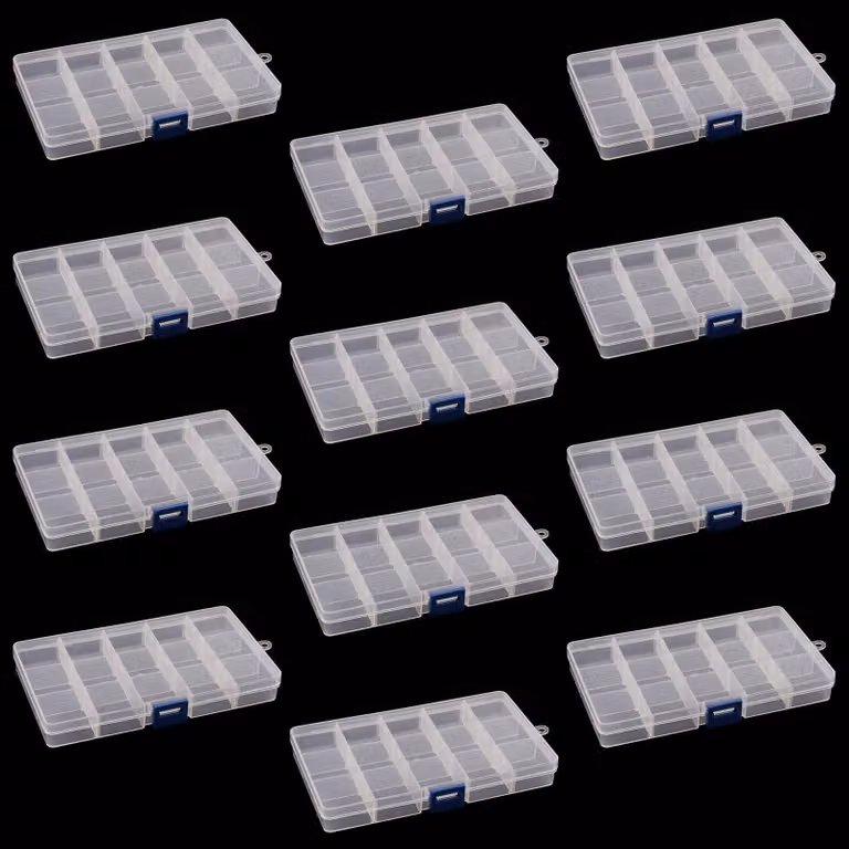 Omgoods - Scatola organizer per perline con 12 scomparti e 15 divisori
