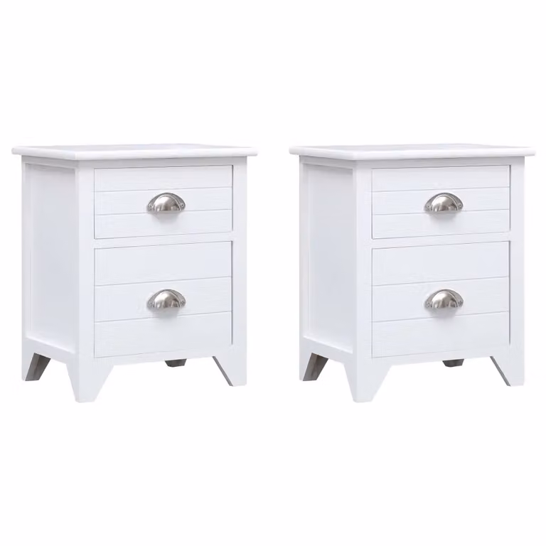Set di 2 comodini moderni vidaXL con 2 cassetti in legno bianco opaco