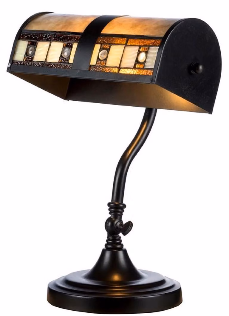 Casa Padrino lampada da tavolo Tiffany nero / multicolore 25 x h. 38 cm - Lampada da tavolo