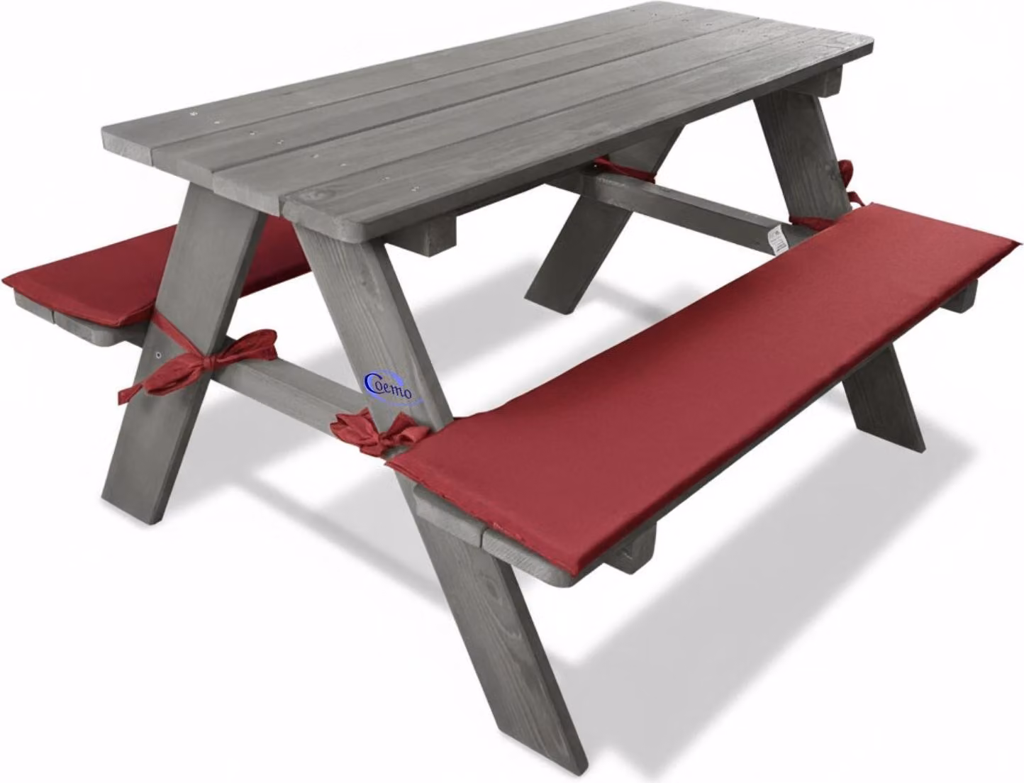 Coemo Set di sedute per bambini grigio Tavolo da picnic con imbottitura Tavolo da gioco Tavolo da giardino in legno
