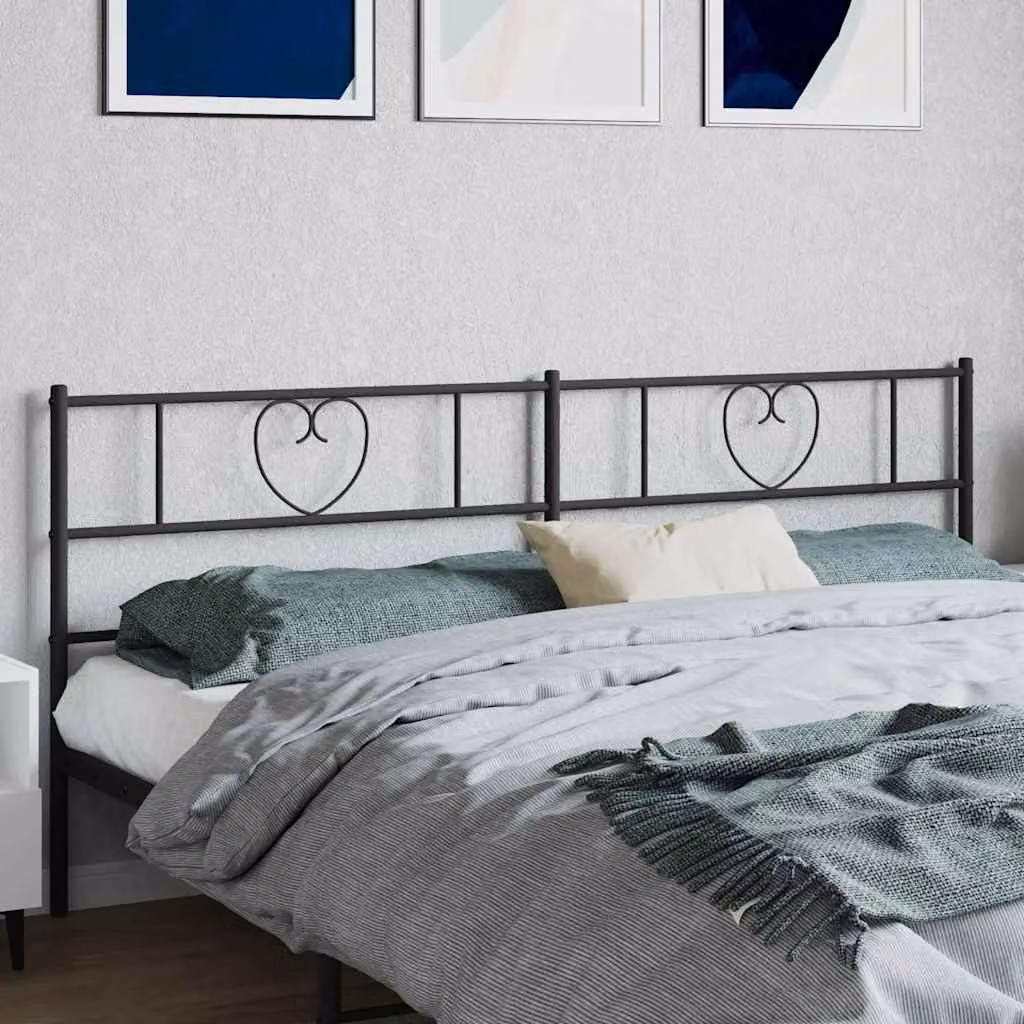 Testiera di ricambio vidaXL in metallo nero laccato, stile classico, L: 206 cm