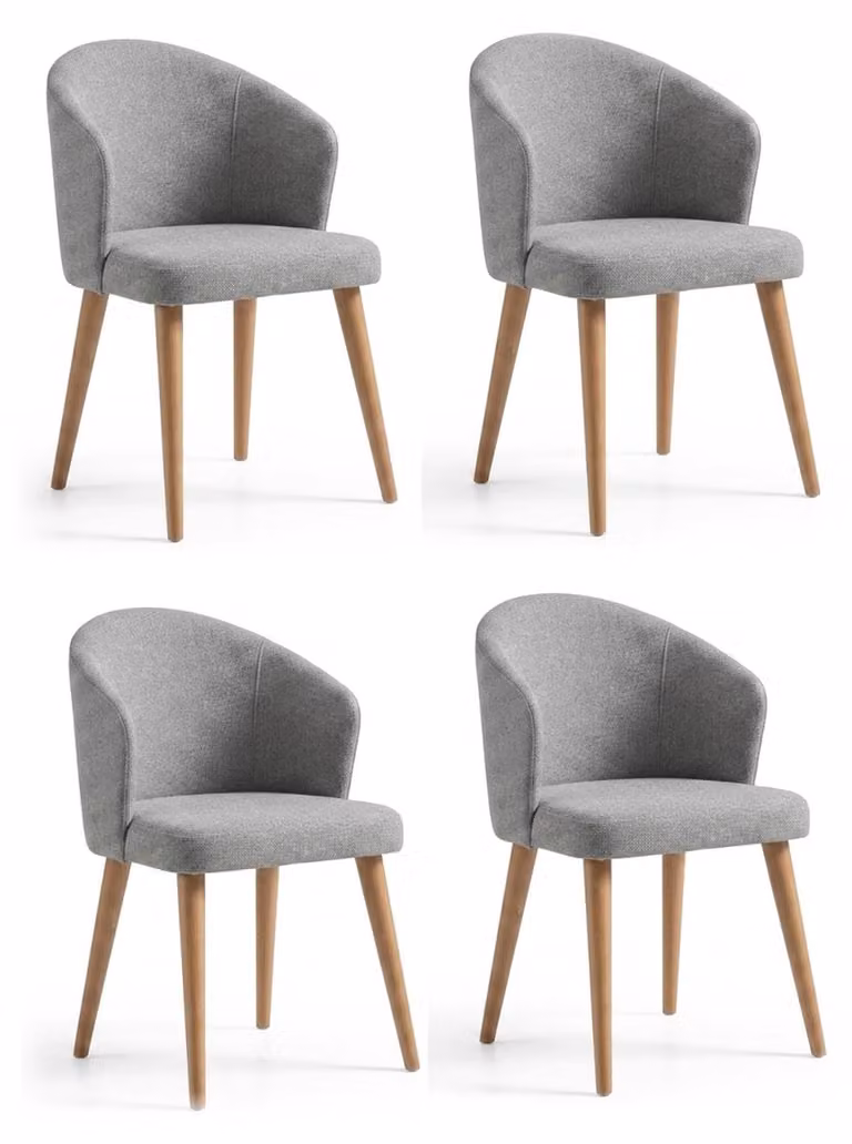 4 sedie moderne, grigie, ergonomiche, compatte, stabili ed eleganti