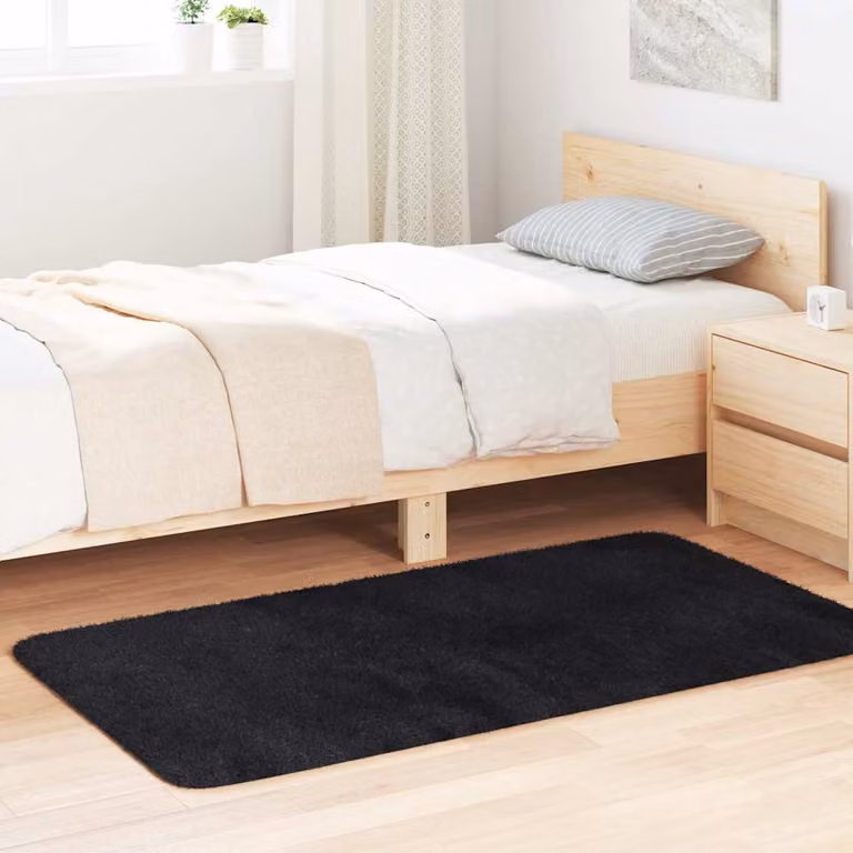 Tappeto Shaggy a Pelo Lungo vidaXL NAVARRA Nero L: 150 cm, P: 80 cm