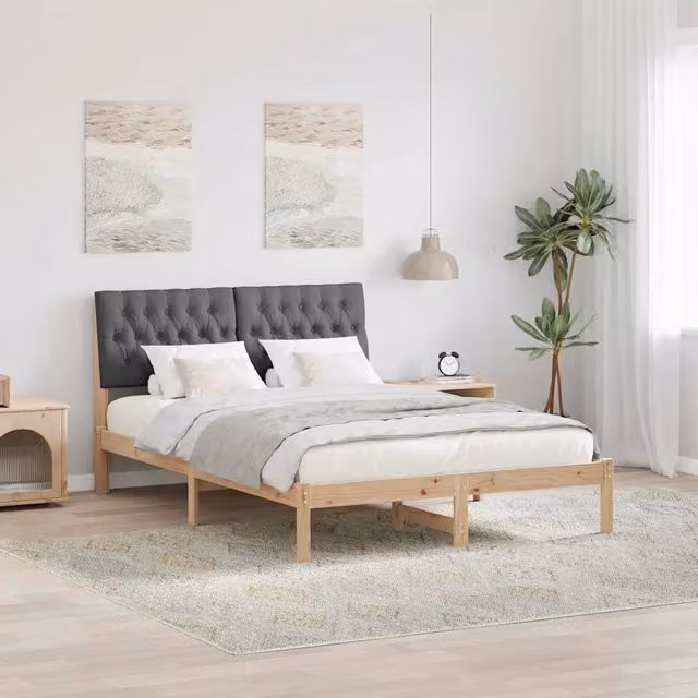 Letto con Testiera Rivestita-Struttura Letto con Testiera Marrone 150 x 200 cm 815268