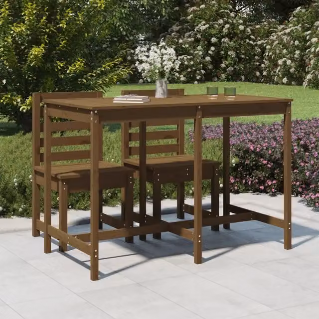 Tavolo da giardino rettangolare vidaXL in legno di pino marrone, stile rustico, L: 159,5 cm, P: 82,5 cm, H: 110 cm