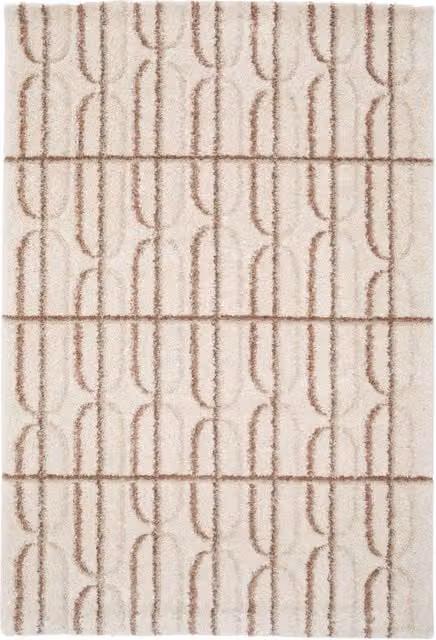 Tappeto da interno moderno con motivo grafico astratto SWEEEK nei colori beige, rosa e marrone – 1