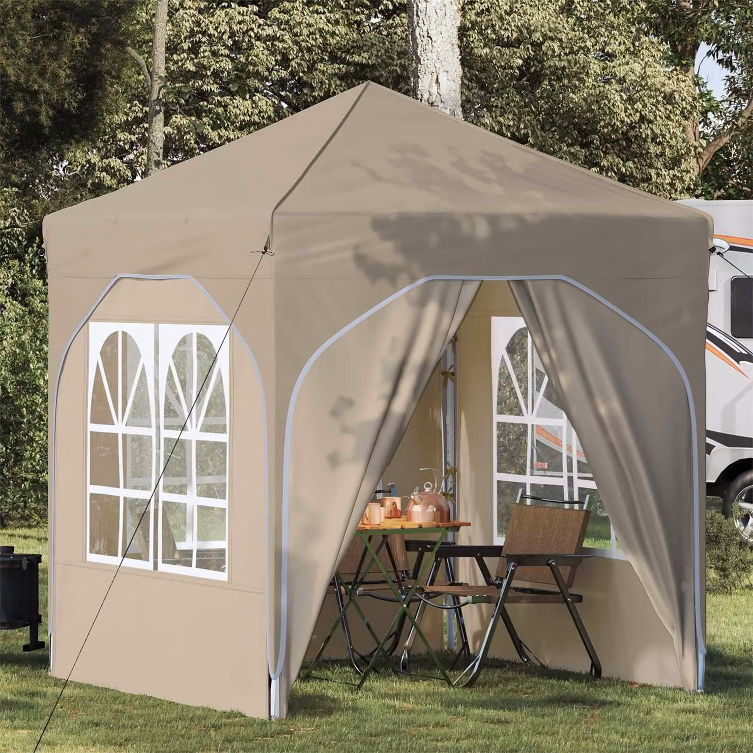 Maison Exclusive - Tenda pop-up per feste, 192 x 192 x 245 cm, color crema