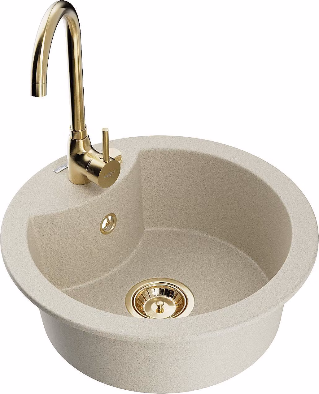 Mexen Diego lavello in granito 1-bacinella con rubinetto da cucina Telma, beige - 6512-69-670200-50