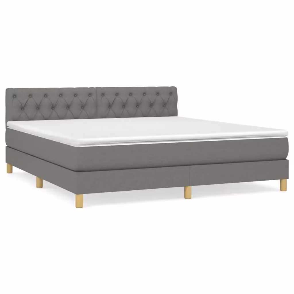 Letto Ibrido con Giroletto a Molle e Materasso vidaXL in Tessuto Grigio e Bianco L/P/H: 160 x 200 x 88 cm – 2