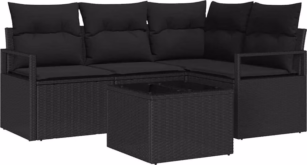 Set di divani 5 pcs Nero polyrattan