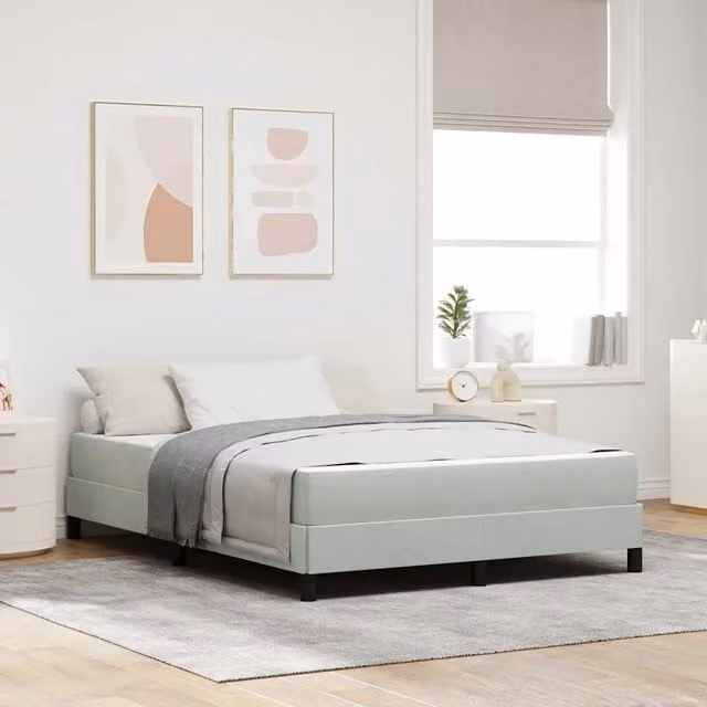Letto con materasso a molle vidaXL in tessuto grigio L 140 x P 200 cm
