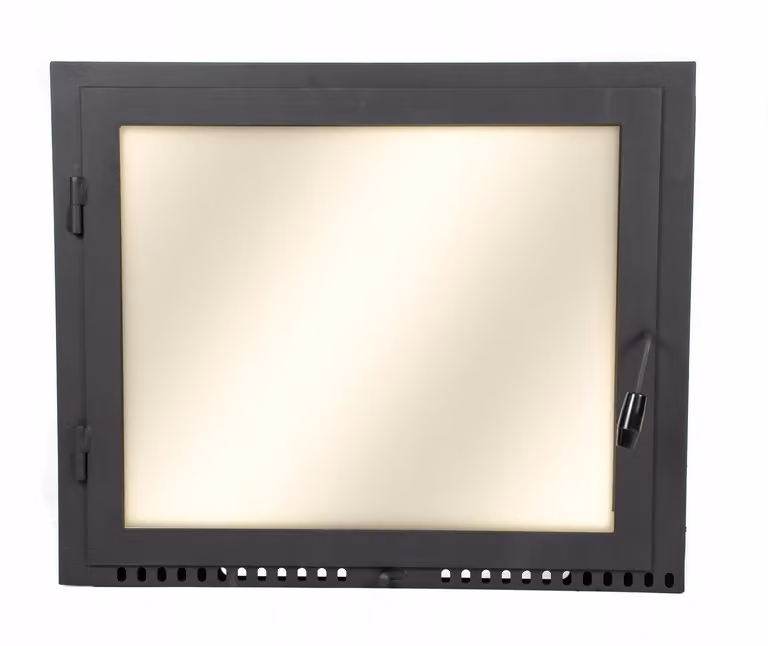 Porta forno pizza 50x52 cm | Vetro resistente al calore | Porta in acciaio senza flangia | Cerniere a sinistra, 500x520 mm