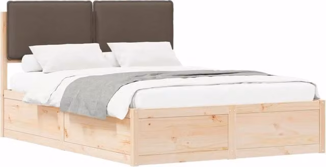 Letto matrimoniale | Letto per adulti | Letto con Testiera Rivestita Talpa 140 x 190 cm Pino massello