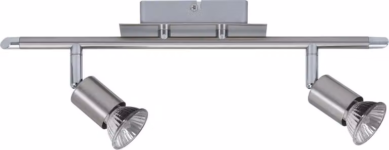 Paulmann Faretti a soffitto Georgia, 2 luci, 50W ciascuno, attacco GU10, finitura in ferro spazzolato, 230V, metallo