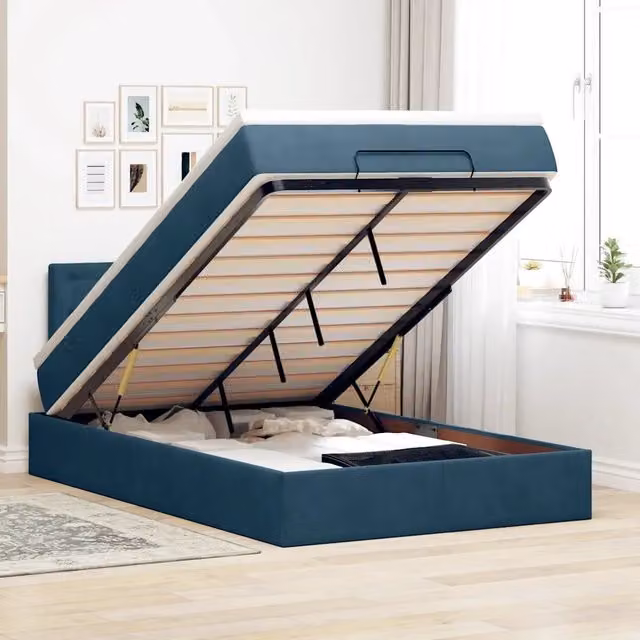 Pouf Letto con Materasso vidaXL in Velluto Blu con LED e Porta USB L/P/H: 120 x 200 x 88 cm