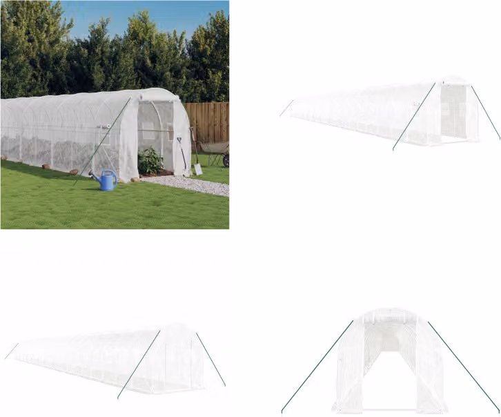 vidaXL Serra con telaio in acciaio bianco 48 m² 24x2x2 m - Serra - Serre - Polytunnel - Serra calpestabile