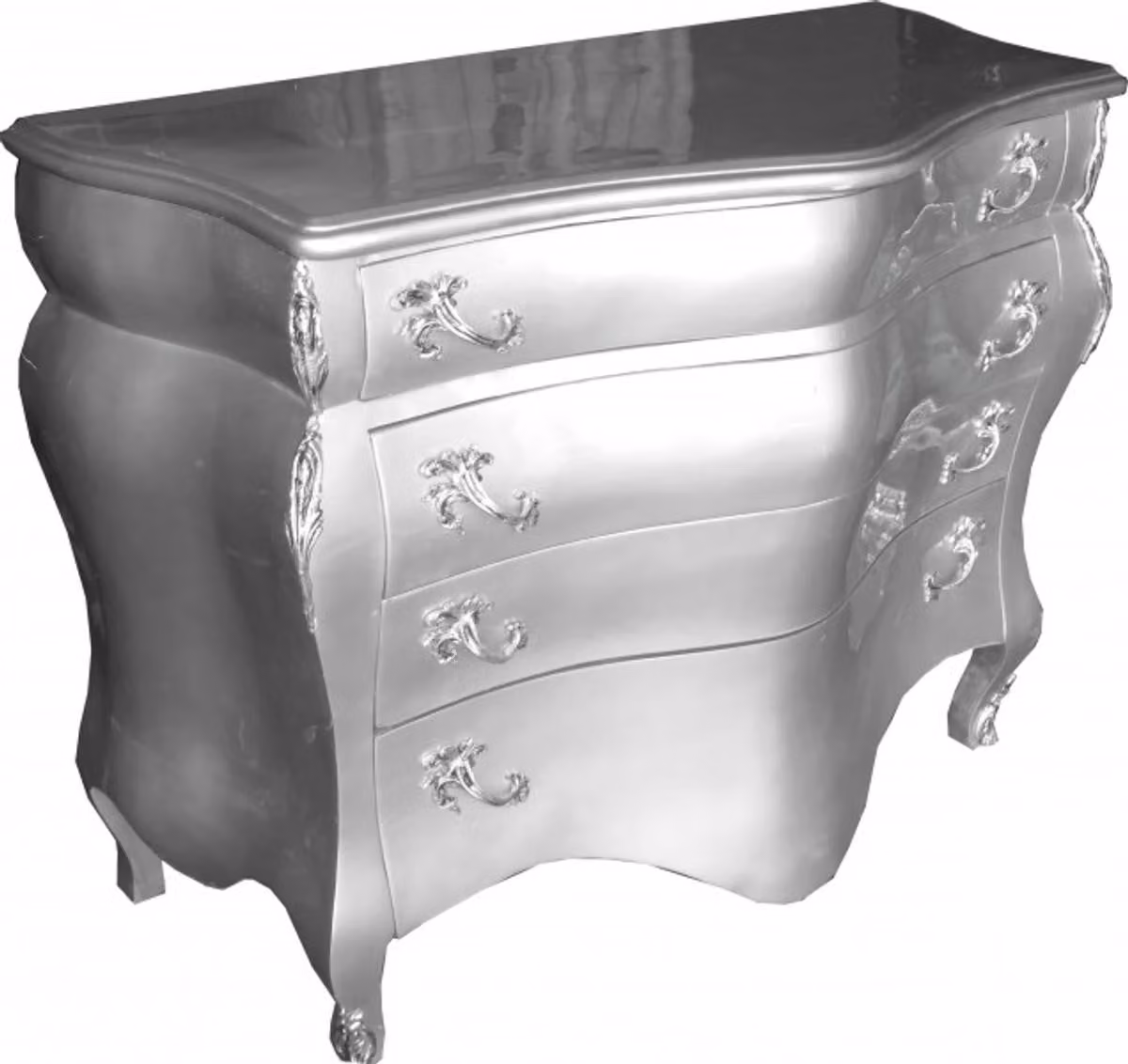 Comò Casa Padrino Barock, argento, 120 x 56 x 92 cm - Comò artigianale in stile antico
