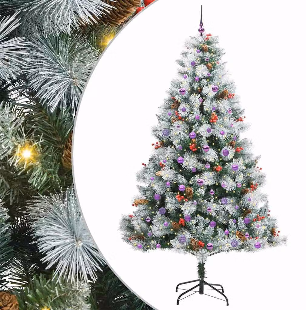 Albero di Natale artificiale, verde e bianco, altezza 240 cm