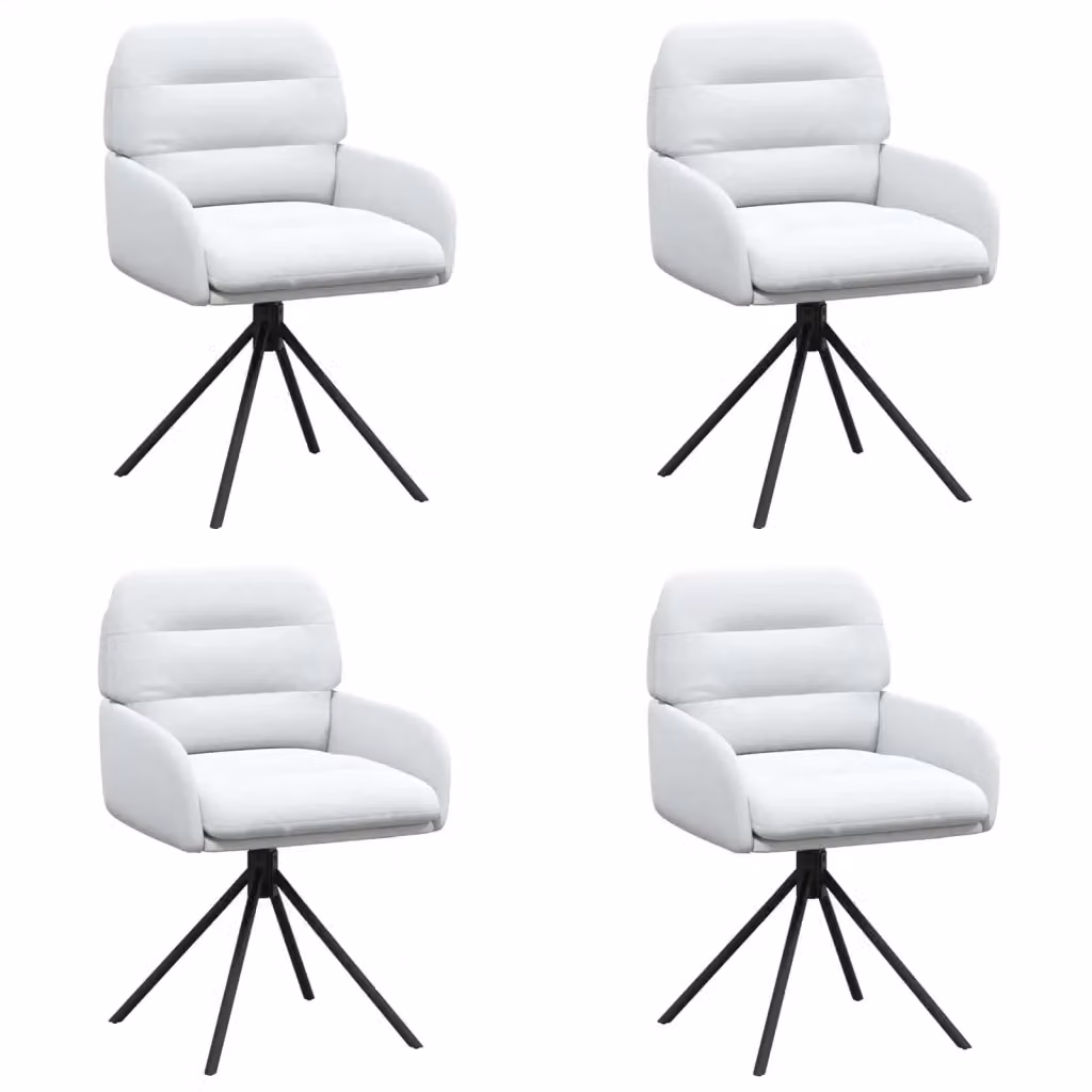 Set di 4 sedie da pranzo girevoli vidaXL in similpelle bianco con braccioli e ruote – 2