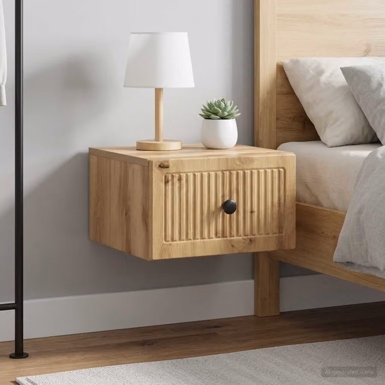 Set di 2 comodini sospesi vidaXL in stile moderno colore marrone Rovere