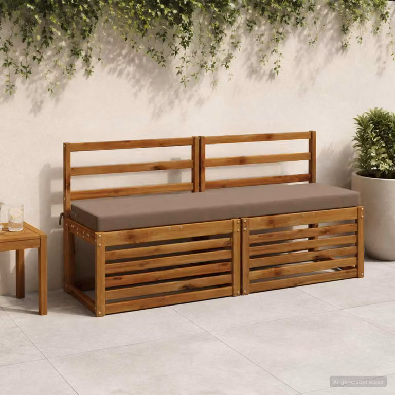 Cuscino per panchina vidaXL SOEST rettangolare in poliestere con rivestimento rimovibile e resistente ai raggi UV, Grigio/Beige
