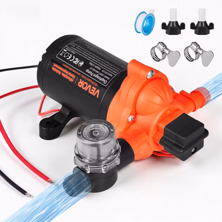 Pompe a membrana da 12 V, portata di 15,1 l/min, pressione di 2,75 bar, autoadescanti, con 3 camere
