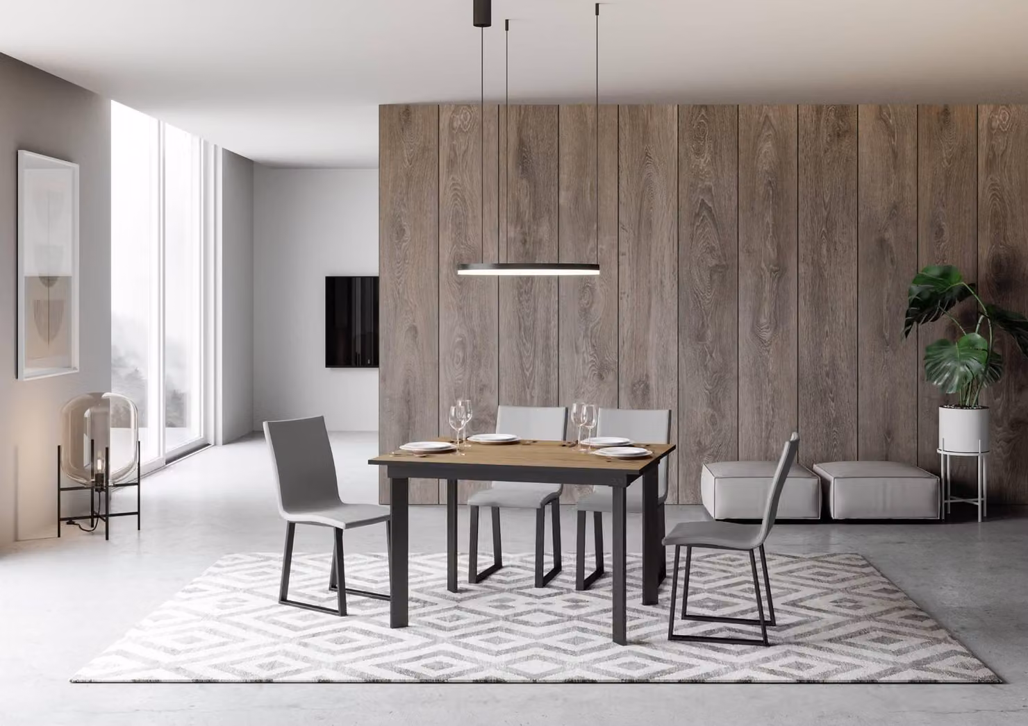ITAMOBY - Tavolo allungabile 120/180x90 cm Cumar quercia natura telaio e gambe antracite