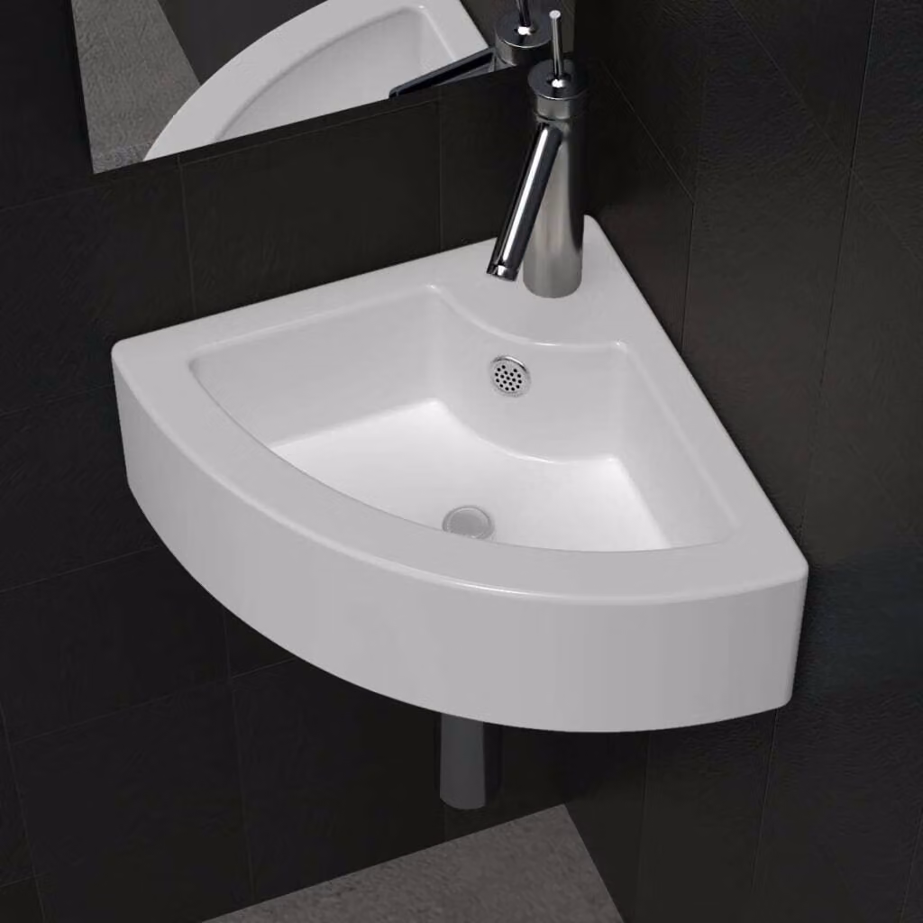The Living Store Lavabo con troppopieno 45 x 32 x 12,5 cm Bianco