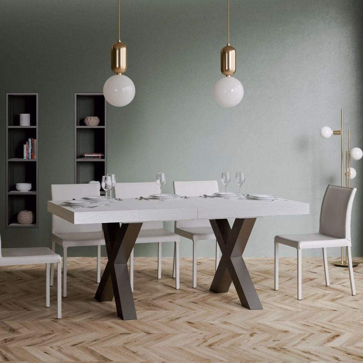 ITAMOBY - Tavolo allungabile 180/440x90 cm Traffic bianco frassino gambe antracite