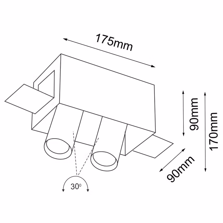 Faretto da incasso rettangolare Shilo 7803 bianco orientabile per 2 lampadine GU10