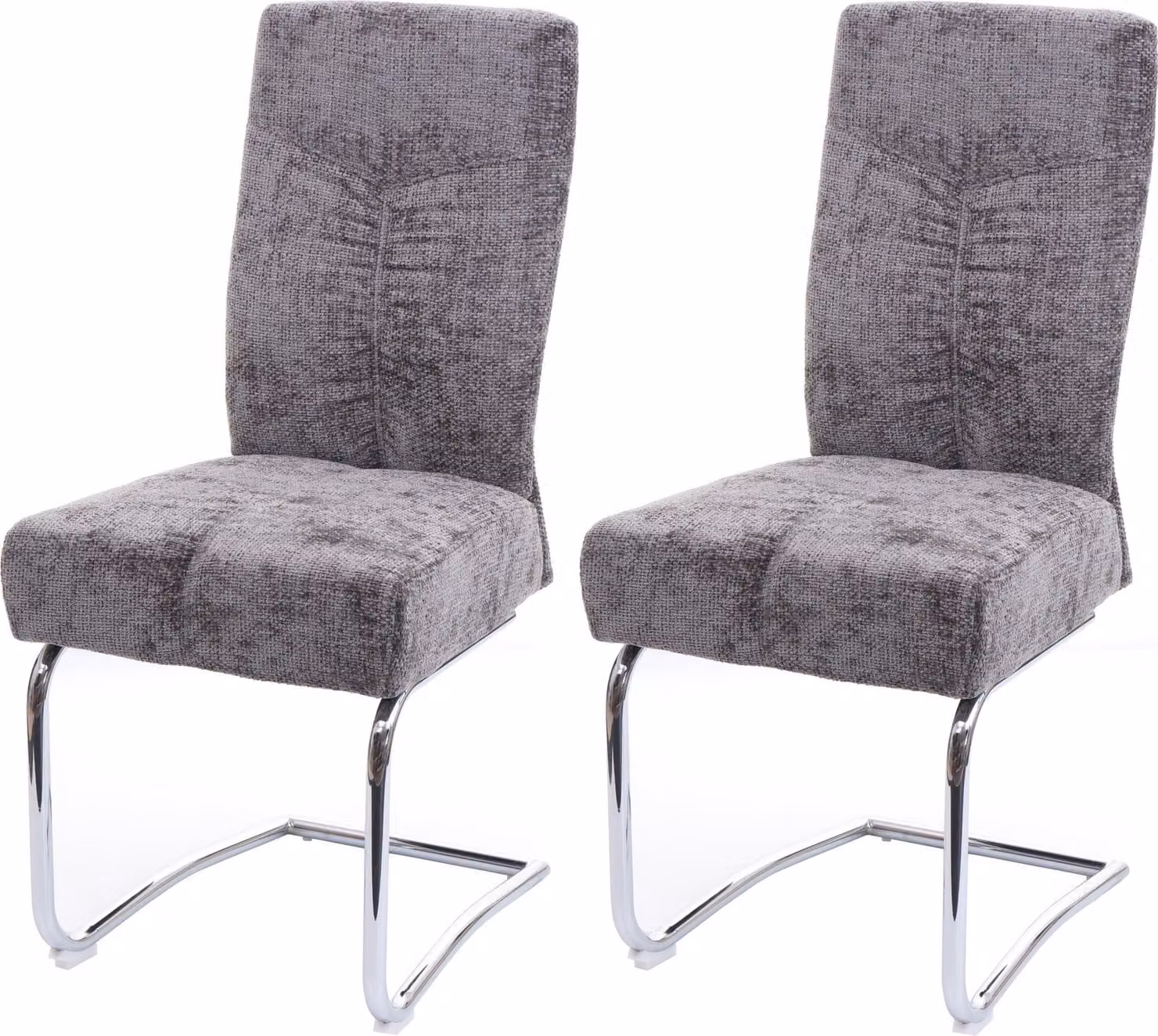 Set da 2 sedie da pranzo imbottite | A x L x P 105 x 46 x 60 cm | Altezza seduta 53 cm | Metallo, tessuto/ciniglia | Grigio scuro | Sedia da cucina, sedia a sbalzo, poltrona