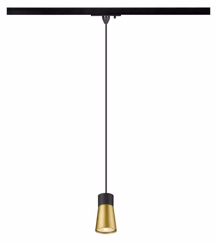 SLV PURI 2.0 Cone, 1 lampada a sospensione, GU10, lunghezza sospensione 200 cm, 1x max. 6W, nero / oro 1008259