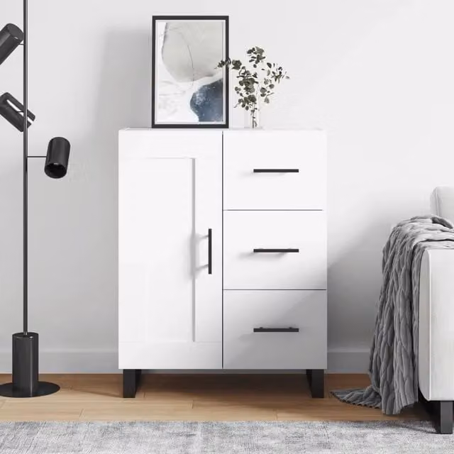 Credenza moderna bianca vidaXL in legno e metallo L/P/H: 69,5 x 34 x 90 cm