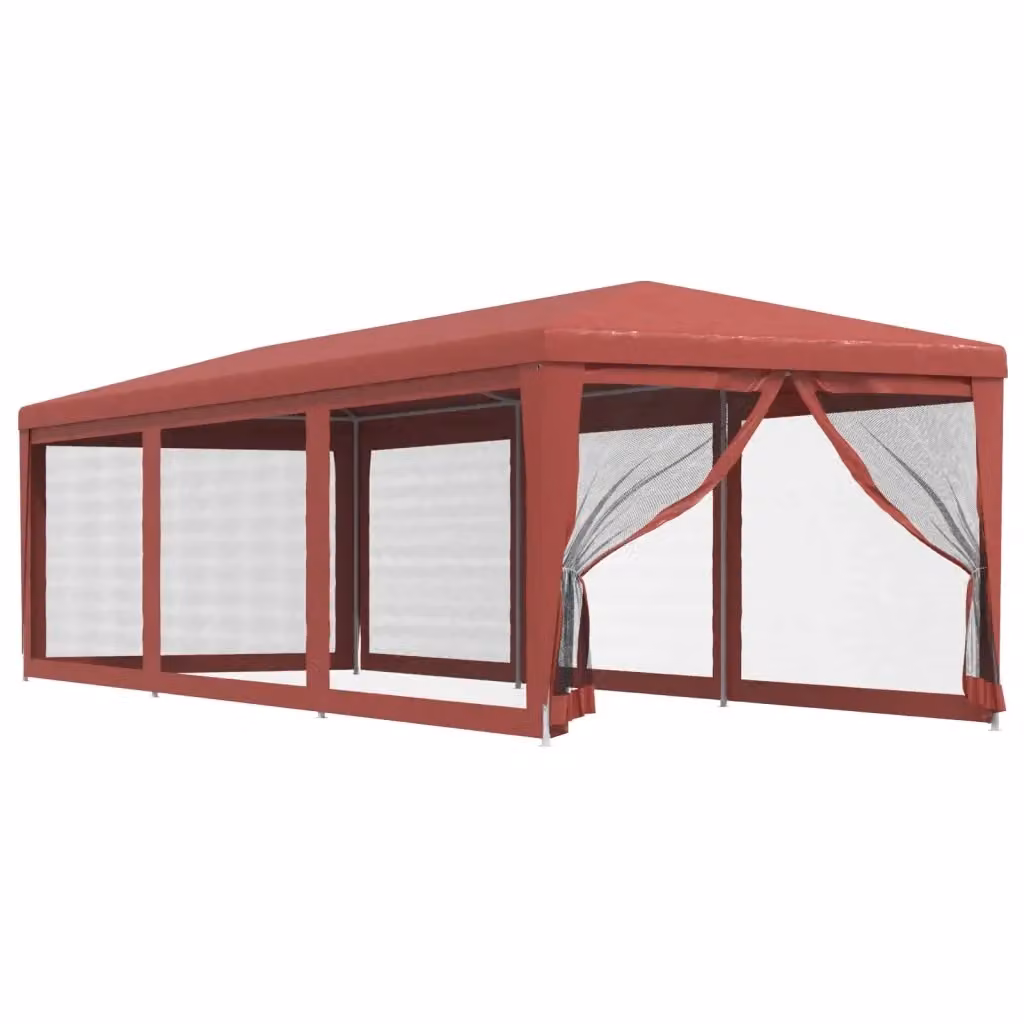 Tenda Gazebo per Feste Rossa con Pareti Laterali in Rete L: 9 m, P: 3 m – 2