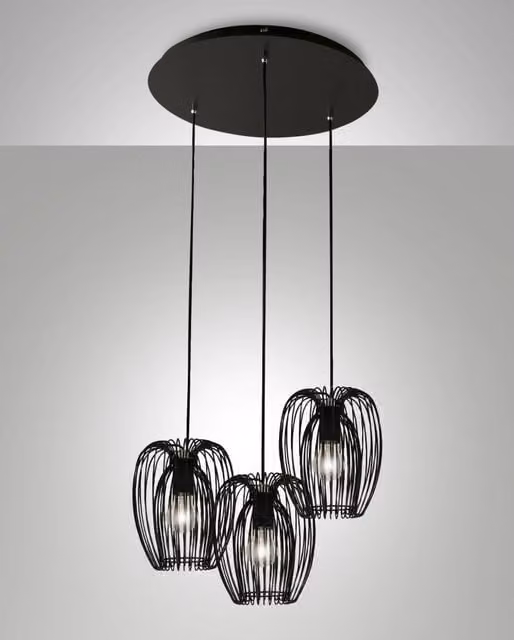 Camp Lampada a Sospensione in Metallo Colore Nero Ø500mm, Design Moderno e Struttura Elegante per Illuminazione Interni Classe 1 IP20