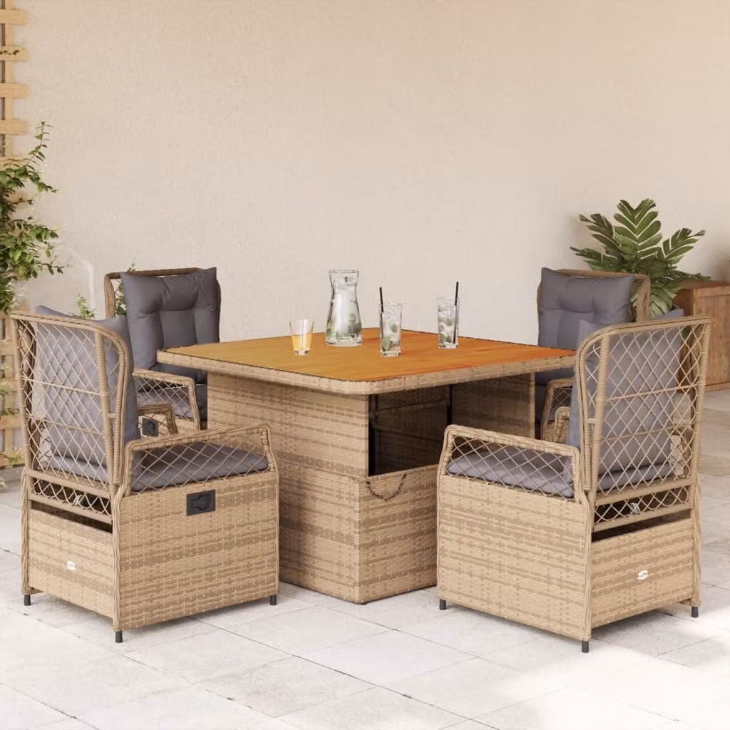 Maison Exclusive - Set da Pranzo da Giardino 5 pz con Cuscini Beige in Polyrattan