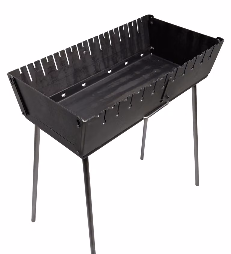 Barbecue portatile a carbone con 12 spiedini - Pieghevole e compatto - Acciaio da 3 mm