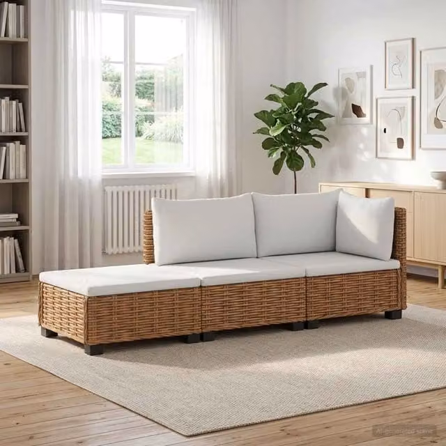 Set Lounge da Giardino a Forma di L vidaXL in Polyrattan con Cuscini Beige e Bianco