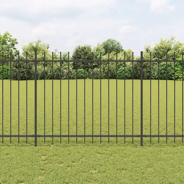 Recinzione da Giardino vidaXL in Acciaio con Punta a Lancia Nero H: 150 cm – 2