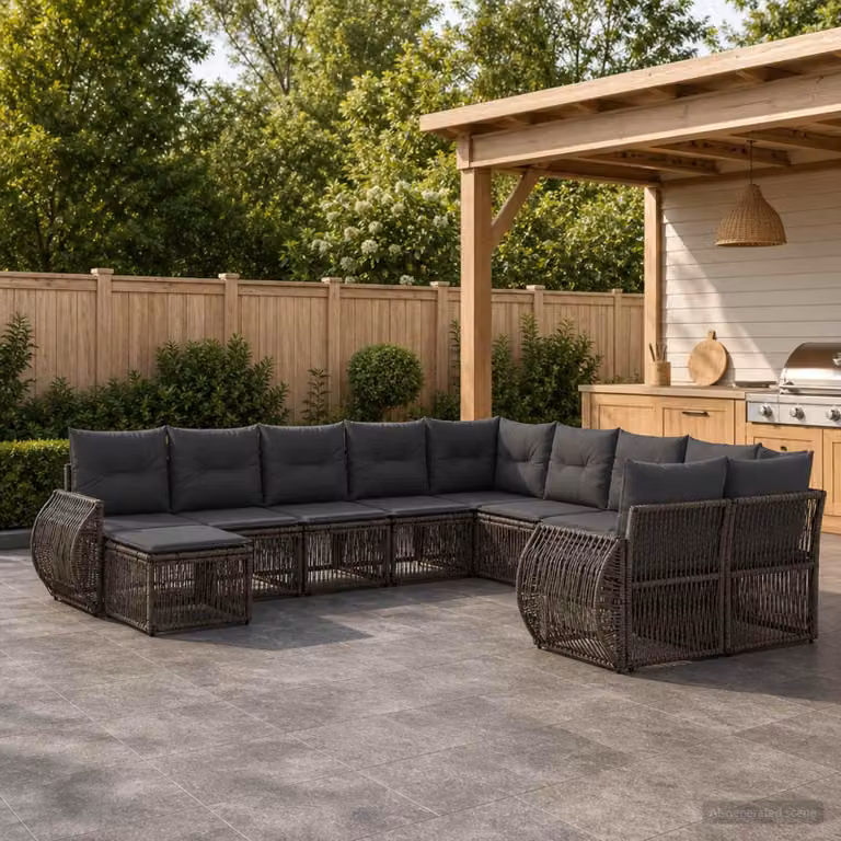 Maison Exclusive - Set da giardino composto da 11 pezzi, divano, colore grigio, realizzato in rattan sintetico