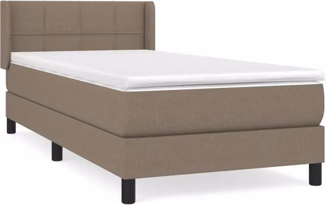Letto singolo | Letto per adulti | Giroletto a Molle con Materasso Tortora 80x200 cm inTessuto