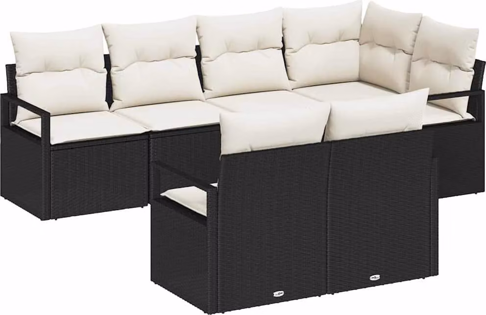 Set di divani 7 pcs Nero polyrattan