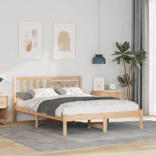 Giroletto in pino massello marrone con doghe in legno per camera da letto L: 135 cm, P: 190 cm