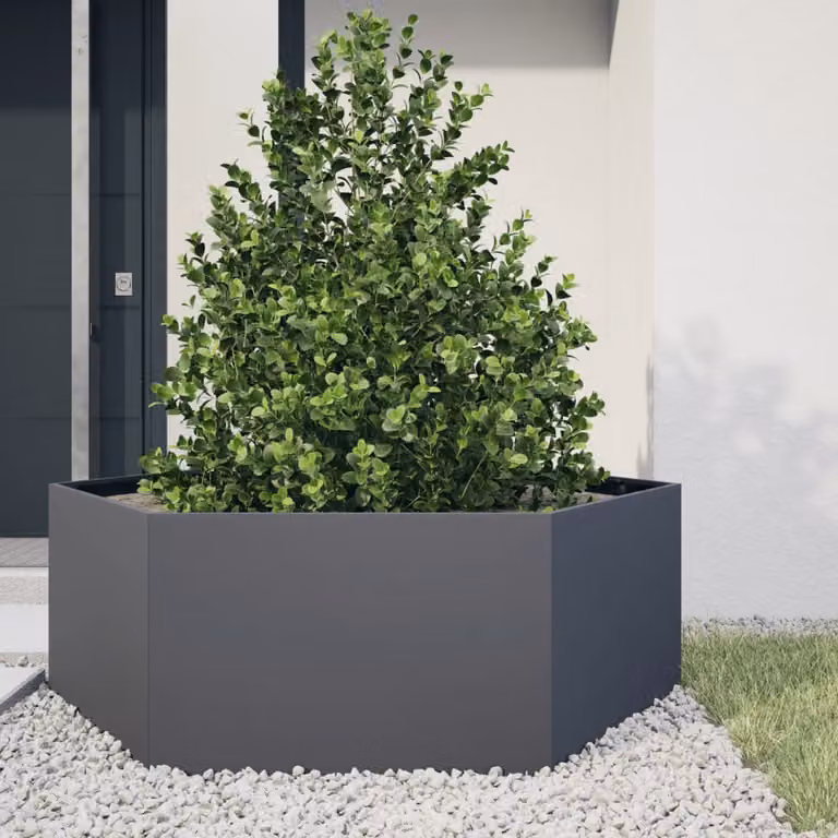 Fioriera da giardino esagonale vidaXL in acciaio antracite L: 138 cm, P: 120 cm, H: 45 cm