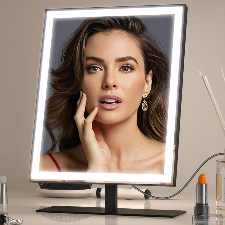 Specchio da trucco a LED, 3 modalità di illuminazione, dimmerabile, colore nero, controllo touch