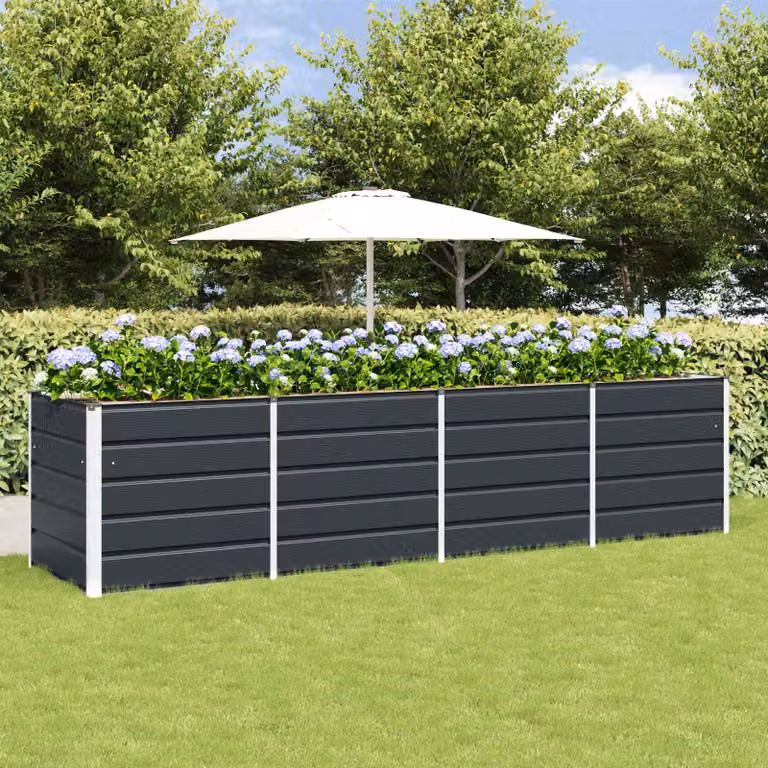 Fioriera vidaXL in acciaio e plastica colore antracite L: 320 cm, P: 80 cm, H: 75 cm