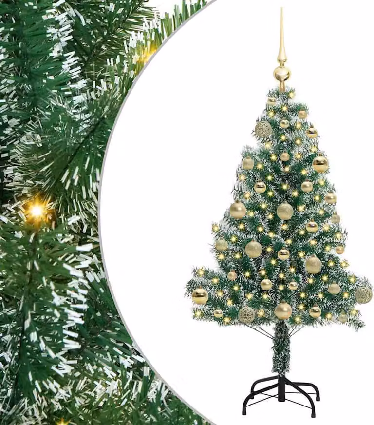 Albero di Natale Artificiale Imbiancato con Luci LED 120 cm