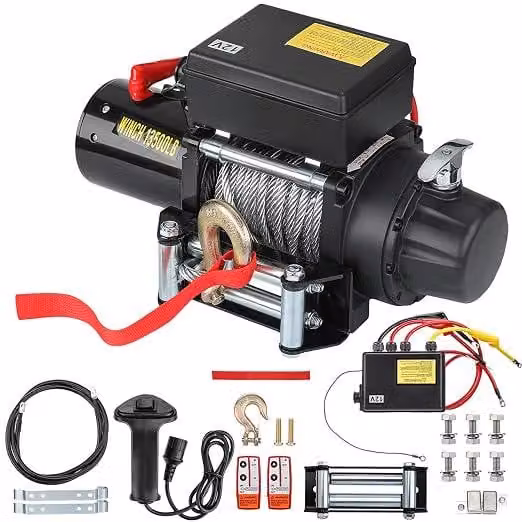 Verricelli elettrici, capacità di 6123 kg / 13500 lbs, motori a 12V DC, 2 telecomandi wireless e controllo tramite cavo, grado di protezione IP67 (resistente all'acqua), ideali per operazioni di traino, quad, SUV, Jeep, ATV e imbarcazioni