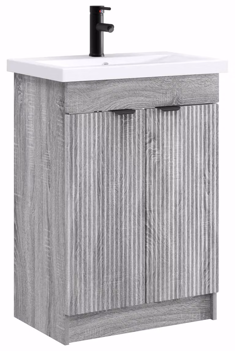 Set di mobili da bagno Sonoma grigio, dimensioni 56 x 37,5 x 81 cm